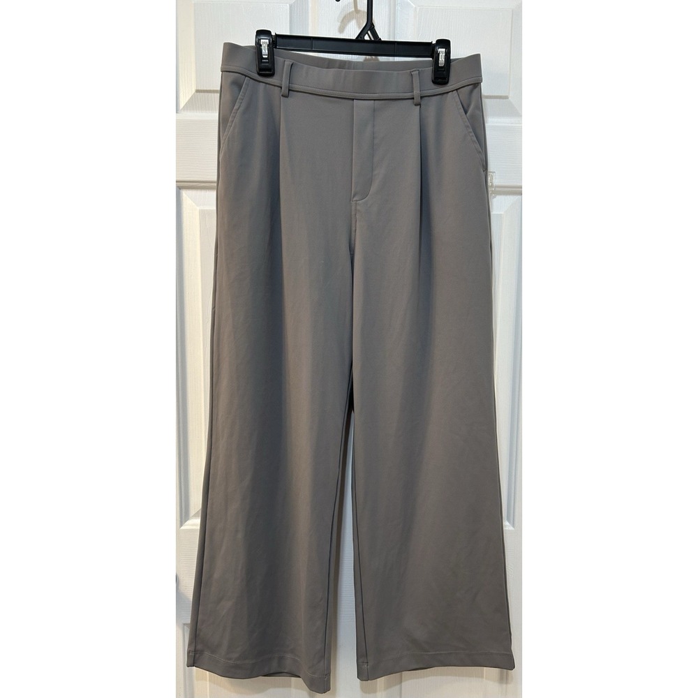 NWT Halara Halo Tek Air Grey Soft Stretch Breathable Wide Leg Pants Sz L Preppy